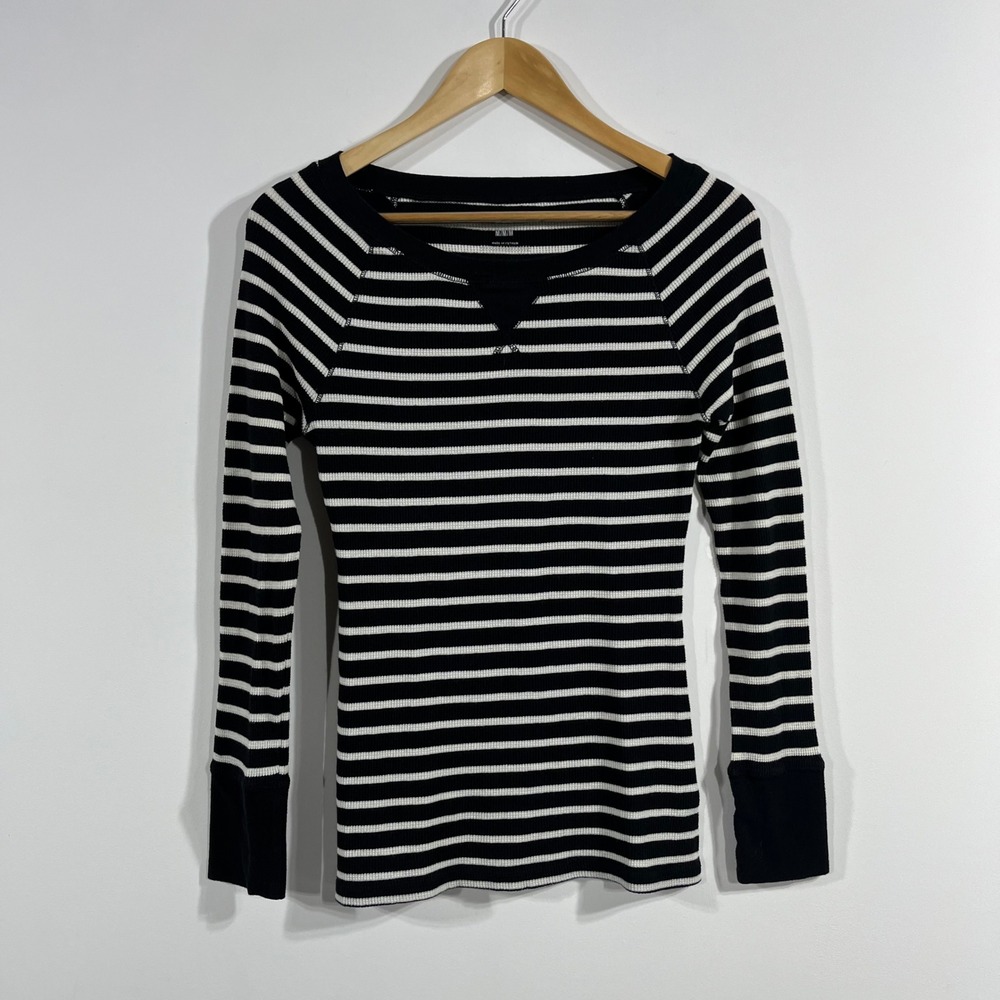 Old Navy 90s Minimalist Fisherman Striped Waffle Knit Thermal Top Womens Medium